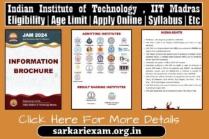 Masters JAM Admission Online Form 2024 मास्टर्स जेएएम प्रवेश ऑनलाइन फॉर्म 2024 शुरू : इस वर्ष मास्टर्स जेएएम प्रवेश के लिए संयुक्त प्रवेश परीक्षा का आयोजन भारतीय प्रौद्योगिकी संस्थान आईआईटी मद्रास द्वारा किया जायेगा | इस परीक्षा हेतु इच्छुक तथा योग्य उम्मीदवार निर्धारित समय से पूर्व ऑफिशियल वेबसाइट द्वारा ऑनलाइन आवेदन कर सकते हैं | Masters JAM Admission Online Form 2024 हेतु उम्मीदवार ऑनलाइन आवेदन 05 सितंबर 2023 से 13 अक्टूबर 2023 तक कर सकते हैं. Masters JAM Admission Online Form 2024 हेतु ऑनलाइन आवेदन करने की प्रक्रिया | महत्वपूर्ण लिंक | शैक्षणिक योग्यता | आवेदन शुल्क | ऑफिशियल नोटिफिकेशन | तथा समस्त महत्वपूर्ण जानकारी नीचे उपलब्ध करवा दी गई हैं | (JAM 2023 परीक्षा आईआईटी गुवाहाटी द्वारा आयोजित की गई।) [wp_ad_camp_1] Click here to join the WhatsApp group - Click Here IITM JAM Exam 2024 Exam Name Indian Institute of Technology Joint Admission Test for MSc conducting IIT Madras Exam Level Postgraduate Exam at National level Mode of Exam Computer-Based Test (CBT) Total Applicants Six lakh (approx) Exam Duration 3 hours Number of Papers and Total Marks Seven papers in total with 100 marks each Number of Questions 60 Language/Medium of Questions English Total Seats 2,900 (approx) Official Website https://jam.iitg.ac.in/ 10th/12th Pass Govt Jobs Click Here IIT JAM Exam 2024 Important Dates Masters JAM Admission Online Form 2024 हेतु उम्मीदवार ऑनलाइन आवेदन 05 सितंबर 2023 से 13 अक्टूबर 2023 तक  कर सकते हैं. Form Stating Date 05/09/2023 Form Last Date 13/10/2023 Exam Date 11/02/2024 Admit Card Available 08/01/2024 Result Declared 22/03/2024 IIT JAM Exam 2024 Application Fee Masters JAM Admission Online Form 2024 हेतु आवेदन शुल्क जो इस प्रकार है. Single Paper General / OBC / EWS : 1800/- SC / ST / PH / Female : 900/- Double Paper General / OBC / EWS : 2500/- SC / ST / PH/ Female : 1250/- Pay the Examination Fee Through Online or Offline Fee Mode Only [wp_ad_camp_1] 10वीं / 12वीं पास सरकारी नौकरी की अपडेट सर्वप्रथम पाने हेतु इस ग्रुप से जुड़ें : Join Now IIT JAM Exam 2024 Qualification भारत में किसी भी मान्यता प्राप्त विश्वविद्यालय द्वारा स्नातक की डिग्री (Bachelor's Degree) होना आवश्यक है। General / OBC : 55% Marks SC/ ST/ PH : 50% Marks How to Apply IIT JAM Exam 2024 ICG Assistant Commandant Recruitment 2023 हेतु आवेदन करने के लिए नीचे दिए हुए स्टेप्स को फॉलो करके ऑनलाइन आवेदन कर सकेंगे। सर्वप्रथम आपको IIT JAM की ऑफिशियल वेबसाइट jam.iitm.ac.in को ओपन करना है। जिसका डाइरेक्ट लिंक यहाँ नीचे उपलब्ध है. अब आपको IIT JAM 2024 के रजिस्ट्रेशन लिंक पर क्लिक करना होगा। फिर आपको रजिस्ट्रेशन करना है और सबमिट पर क्लिक कर देना है। अब लॉग इन करके आपको आवेदन फॉर्म भरना होगा। इसके पश्चात आपको आवेदन शुल्क का भुगतान करना है। फिर आपको आवेदन फॉर्म का हार्ड कॉपीअपने पास सुरक्षित रख लेना है। [wp_ad_camp_1] IIT JAM Exam 2024 Important Links Apply Online Click Here Official Notification Click Here Official Website Click Here Join WhatsApp Click Here Join Telegram Click Here Check All Latest Jobs Updates sarkariexam.org.in [wp_ad_camp_1] 10वीं / 12वीं पास सरकारी नौकरी की अपडेट सर्वप्रथम पाने हेतु इस ग्रुप से जुड़ें : Join Now FAQs IIT JAM Exam 2024 के लिए ऑनलाइन फॉर्म कब भरे जाएंगे? आईआईटी जैम परीक्षा 2024 हेतु ऑनलाइन फॉर्म 05 सितंबर 2023 से 13 अक्टूबर 2023 तक भरे जाएंगे. IIT JAM Exam 2024 के लिए ऑनलाइन फॉर्म कैसे भरें? आईआईटी जैम परीक्षा 2024 हेतु ऑनलाइन फॉर्म भरने की प्रक्रिया और डायरेक्ट लिंक ऊपर उपलब्ध करवा दिया गया है. IIT JAM Exam 2024 के लिए एडमिट कार्ड कब जारी होंगे? आईआईटी जैम परीक्षा 2024 हेतु एडमिट कार्ड 08/01/2024 को जारी होंगे. IIT JAM Exam 2024 एग्जाम कब होंगे? आईआईटी जैम परीक्षा 2024 एग्जाम 11/02/2024 को होंगे. गवर्नमेंट जॉब, शिक्षा समाचार, प्रवेश पत्र, उत्तर कुंजी, सरकारी योजनाओ की अपडेट सबसे पहले पाने के लिए हमारे Telegram और Whatsapp Group जॉइन करें धन्यवाद Masters JAM Admission Online Form 2024